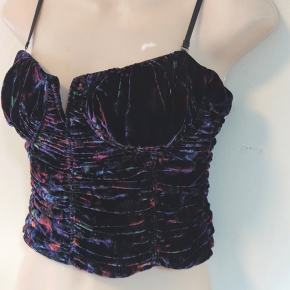 Ramy Brook Printed Capone Velvet Bustier Corset Crop Top 8 - Picture 6 of 15
